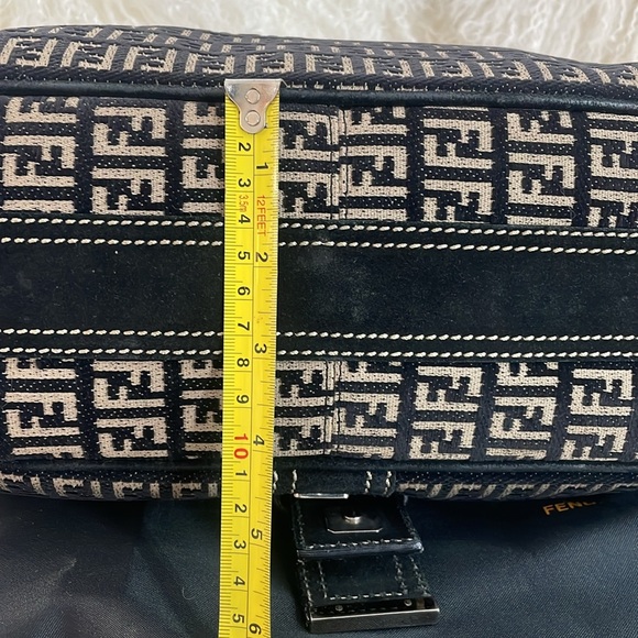 Fendi Semitracolla Piccola suede leather monogram shoulder bag purse AUTHENTIC - Picture 6 of 15